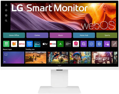 LG 32U850SA-W Smart Monitor, 32" IPS Display, 4K UHD Resolution, 60Hz Refresh Rate, 5ms (GtG) Response Time, Built-in Camera, HDR10, Flicker Safe, Auto Brightness, webOS, White | 32U850SA-W.AMA