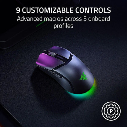Razer Cobra HyperSpeed Lightweight Customizable Wireless Gaming Mouse: 9 Customizable Controls, Focus X 26K Optical Sensor, Optical Mouse Switches Gen-4 