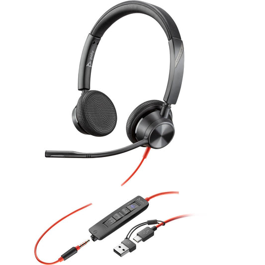 Poly Blackwire 3325 MS Stereo USB & 3.5 mm Headset with USB-C/A Adapter - 8X222AA