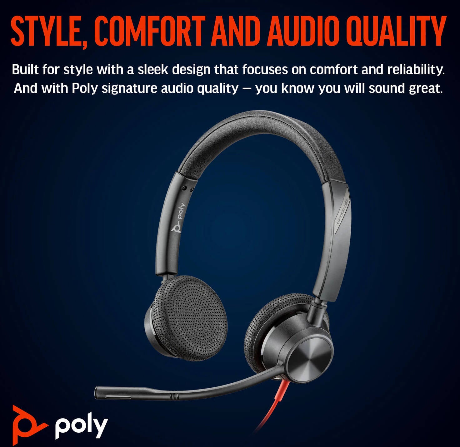 HP Poly Blackwire 3325 Stereo USB-C Headset, 3.5mm Plug, USB-C/A Adapter, Bluetooth 5.1 Binaural Headset with 24h Talk Time, Acoustic Fence 360° Noise Cancellation, 50m Range | 8X221AA