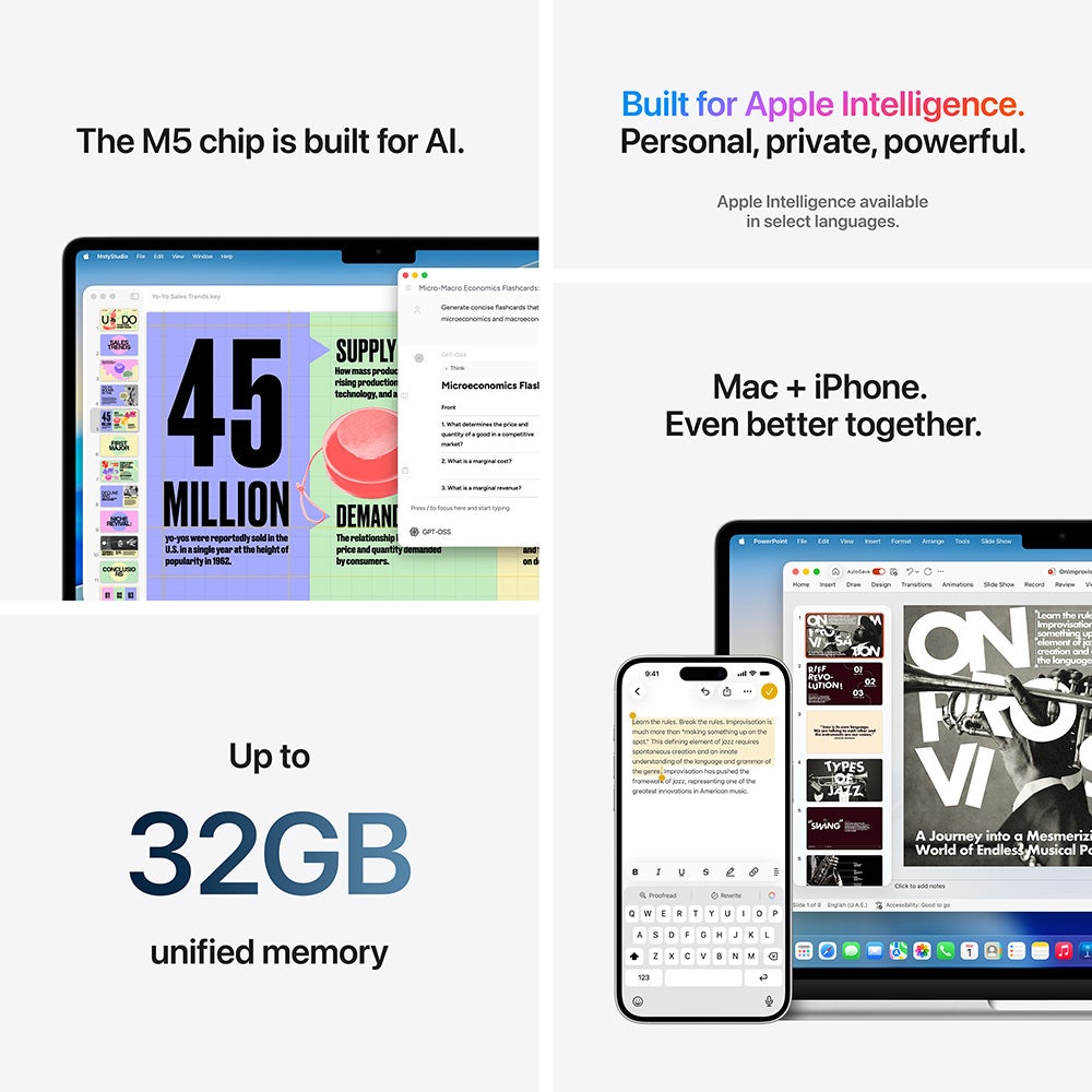 Apple MacBook Air (2026) 15-inch M5 chip with 10-core CPU and 10-core GPU, 16GB RAM, 512GB SSD Arabic – Midnight (MDVH4AB/A)